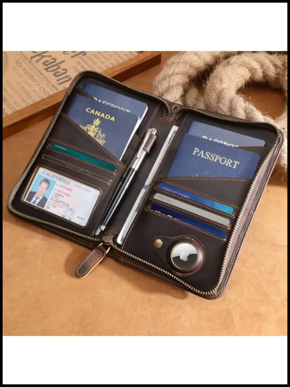 Full Grain Leather Passport Holder RFID Blocking Travel Wallet for Men Women